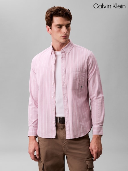 Calvin Klein Pink Stripe Classic Oxford Button-Down Shirt (V32826) | €121