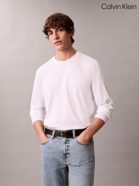 Calvin Klein White Supima Cotton Interlock Long Sleeve T-Shirt (V32831) | 286 QAR