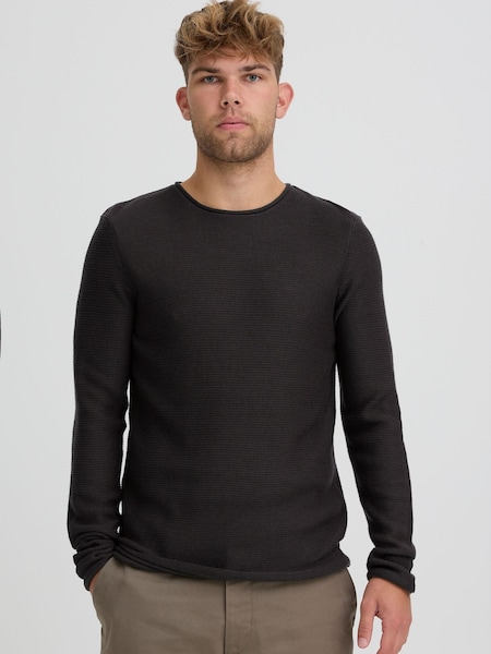 !Solid Black Regular Fit Long Sleeve Pullover Jumper (V32847) | €58