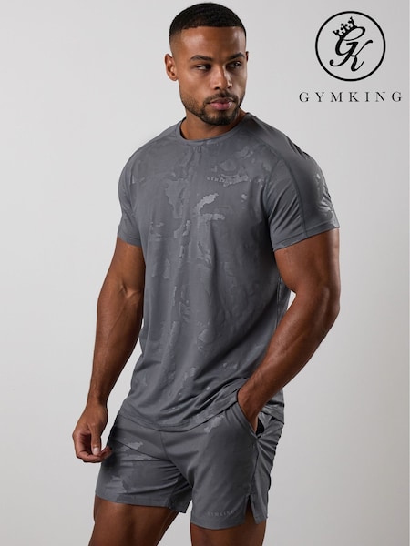 Gym King Grey Debossed Camo T-Shirt (V32955) | €47
