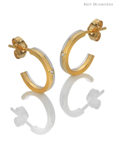 Hot Diamonds Sterling Silver Parellel Two Tone Earrings (V34014) | 494 QAR