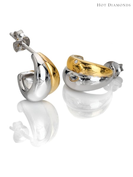 Hot Diamonds Sterling Silver Droplet Two Tone Earrings (V34019) | 566 QAR