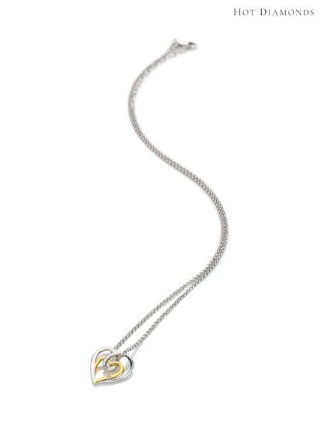 Hot Diamonds 925 Sterling Silver Open Two Heart Pendant (V34028) | 462 QAR