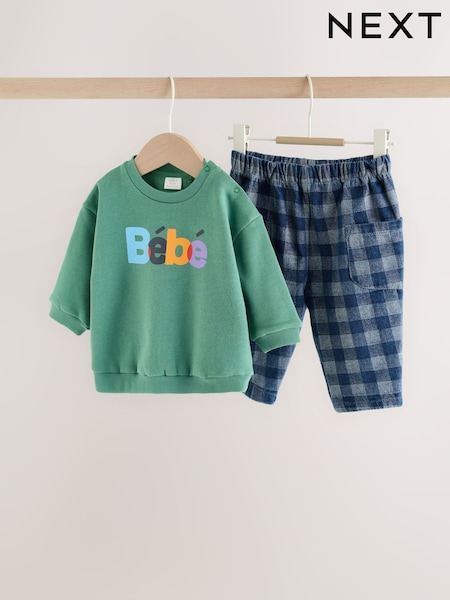 Green Slogan - Baby Set Sweat Top And Trousers (0mths-2yrs)