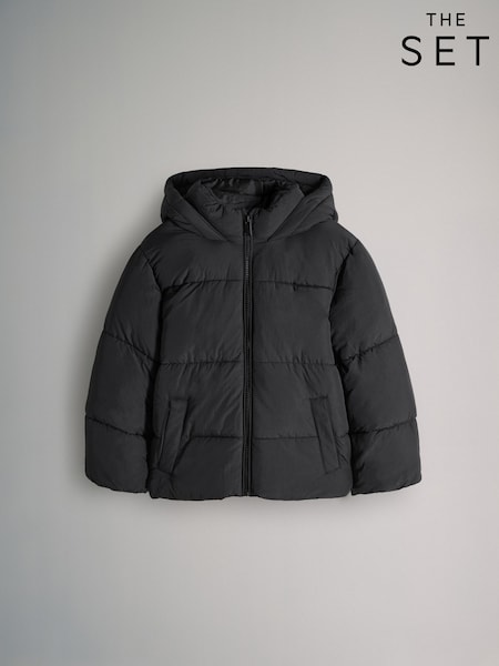 The Set Black Short Hooded Puffer Coat (V34076) | €31 - €37
