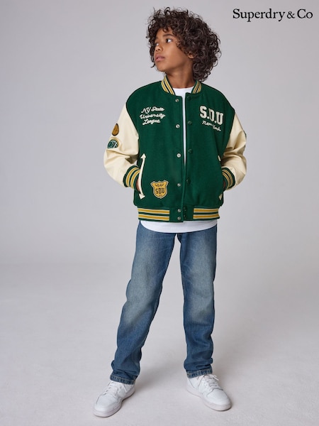 Green - Superdry Varsity Bomber Jacket