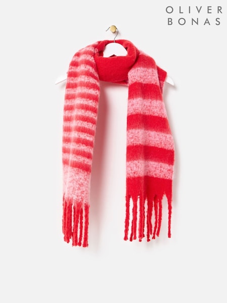 Oliver Bonas Red Striped Heavyweight Tassel Scarf (V34326) | €50