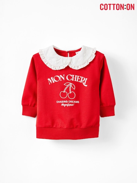 Cotton On Red Claire Broderie Collar Top (V34377) | R$ 150