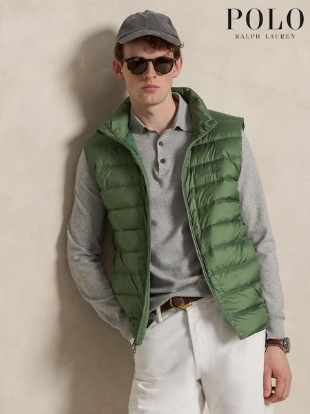Green - Regular Polo Ralph Lauren Woven Puffer Gilet