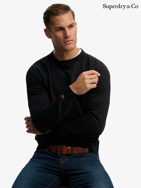 Superdry Black Essential Logo Raglan Crew Neck Sweat Top (V34715) | €65