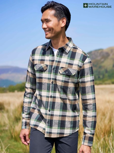 Mountain Warehouse Light Green Trace Mens Flannel Long Sleeve Shirt (V34796) | 181 SAR