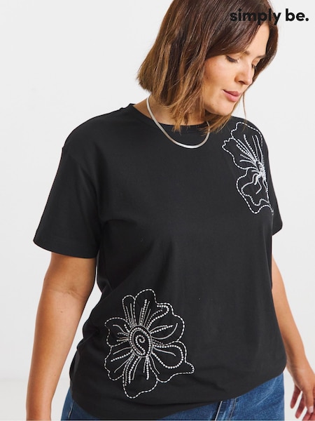 Simply Be Embroidered And Beaded Floral T-Shirt (V35080) | 40 €