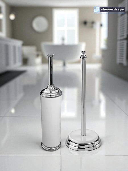 Showerdrape White Opera 2 Piece Spare Roll Holder & Toilet Brush (V35219) | ₪287