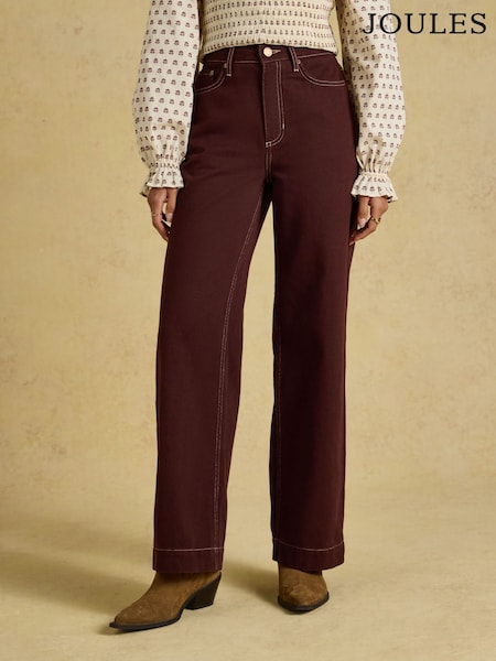 Brown - Joules High Rise Wide Leg Jean