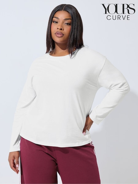 Yours Curve Limited Long Sleeve Plain T-Shirt (V35589) | kr314