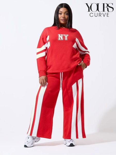 Yours Curve Red Limited Stripe Joggers (V35598) | $77