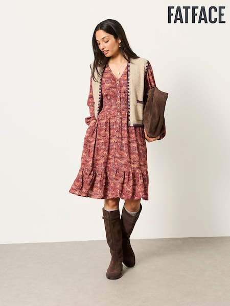 Dark Purple Marble - Fatface Jacquard Mini Dress