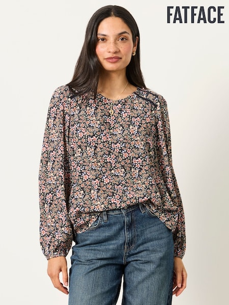 Navy Meadow - Fatface Embroidered Blouse