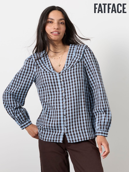 Blue - Fatface Gingham Blouse