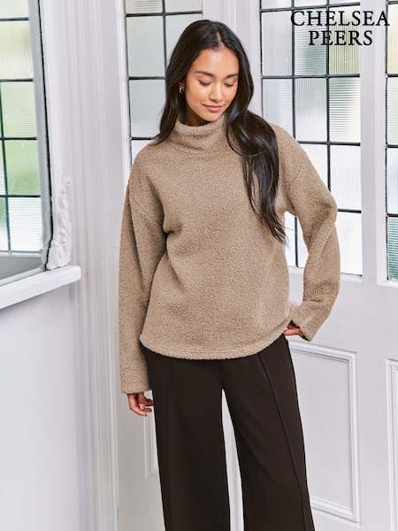 Chelsea Peers Brown Borg Fleece High Neck Sweatshirt (V35748) | €79