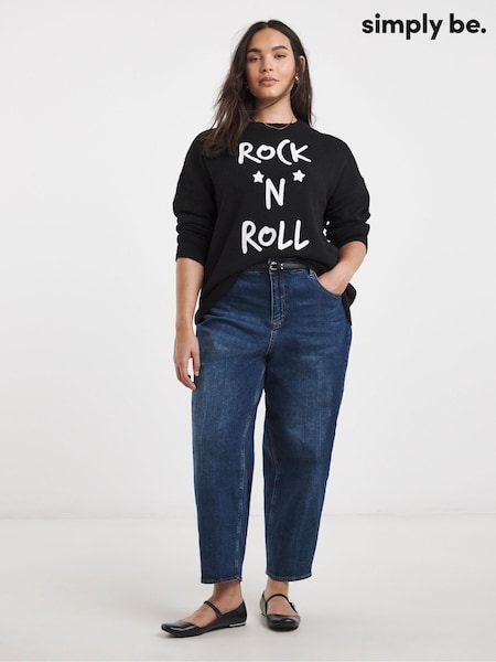 Simply Be Black Embroidered Slogan Jumper (V35757) | 177 QAR