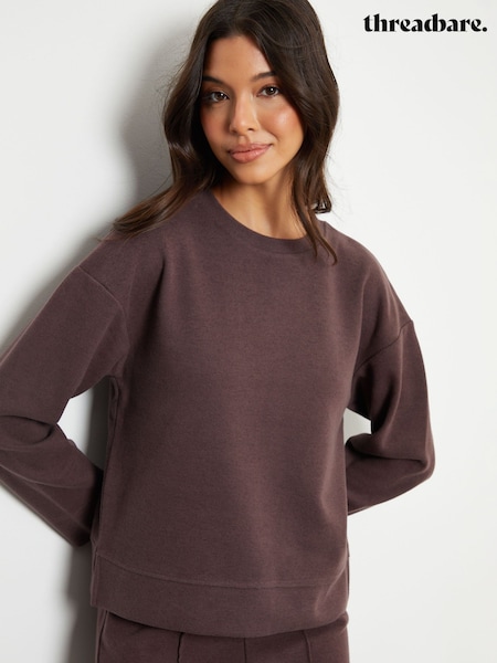 Threadbare Brown Cosy Rib Relaxed Fit Sweatshirt (V36020) | 154 QAR