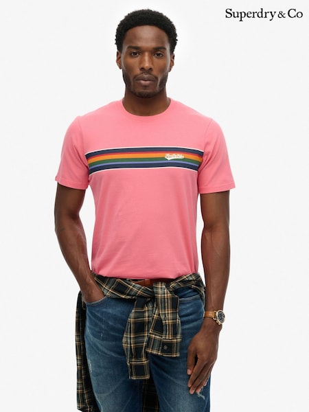 Superdry Pink Superdry Outdoor Stripe Logo Relaxed T-Shirt (V36077) | €39