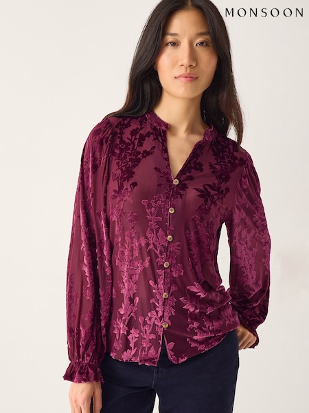 Monsoon Denva Devoré V-Neck Blouse (V36206) | 83 €