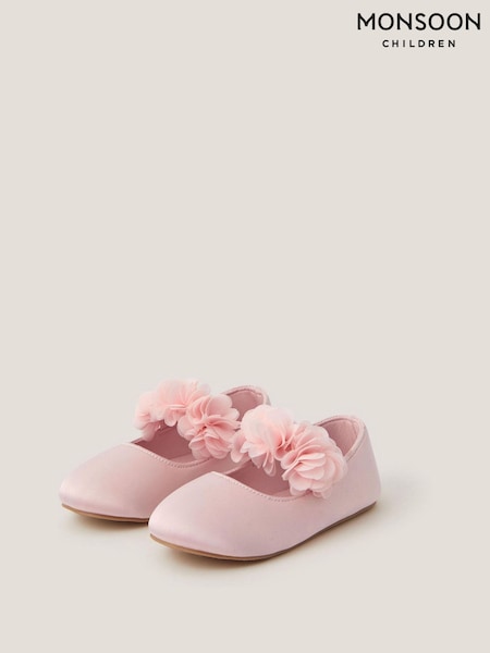 Monsoon Pink Baby Flower Pom Pom Walker Shoes (V36224) | AED156