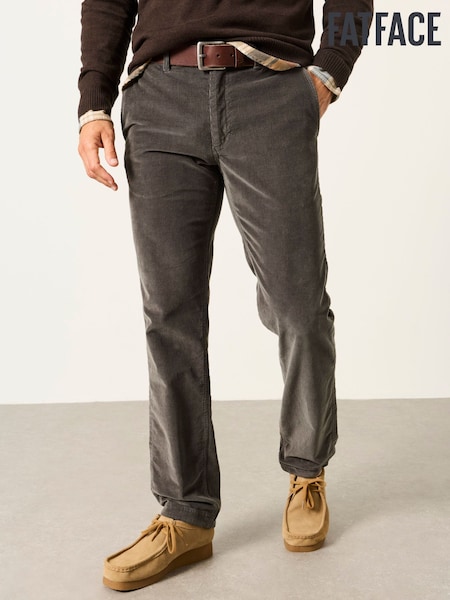 Charcoal Grey - Regular Fatface Cord Straight Fit Trousers