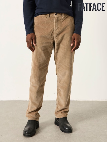 Natural - Regular Fatface Cord Straight Fit Trousers