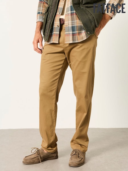 Stone - Regular Fatface Tailored Fit Smart Chino Trousers