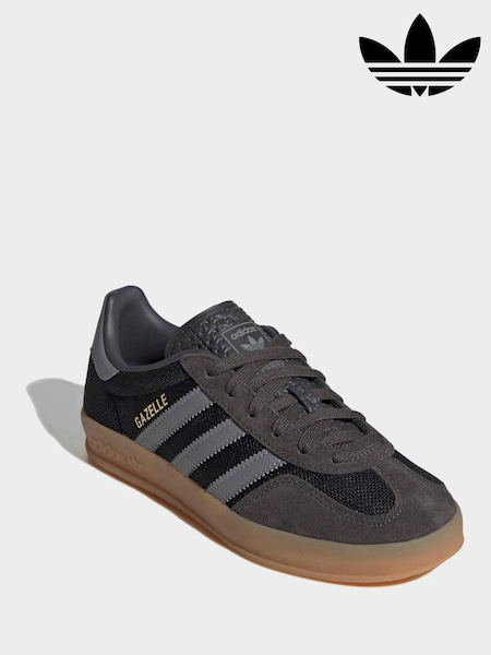 Grey - Adidas Originals Gazelle Indoor Trainers