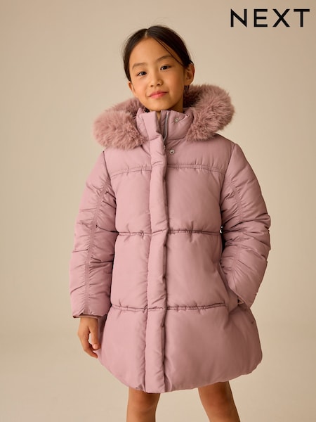 Light Pink - Shirred Sleeve Shower Resistant Padded Coat (3-16yrs)