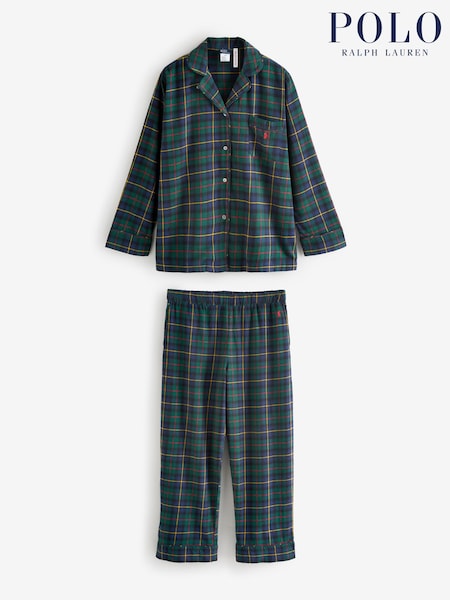 Polo Ralph Lauren Green Cozy Flannel Madison Pyjamas Set Twilly (V36536) | €190