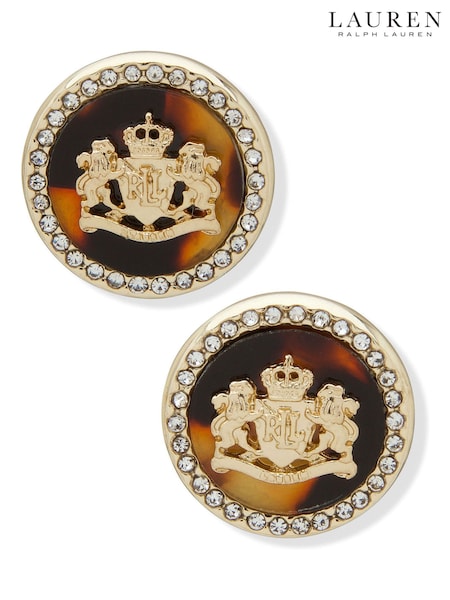 Lauren Ralph Lauren Tone Tort Crest Stud Earrings with Crystal (V36566) | € 59