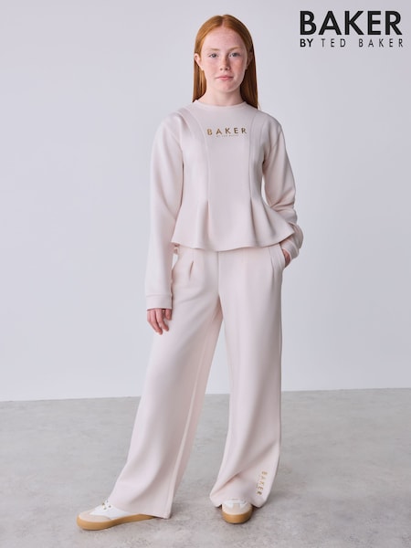粉色 - Baker By Ted Baker Cinched Peplum Hem Sweat Tops & Joggers 2 Piece Set
