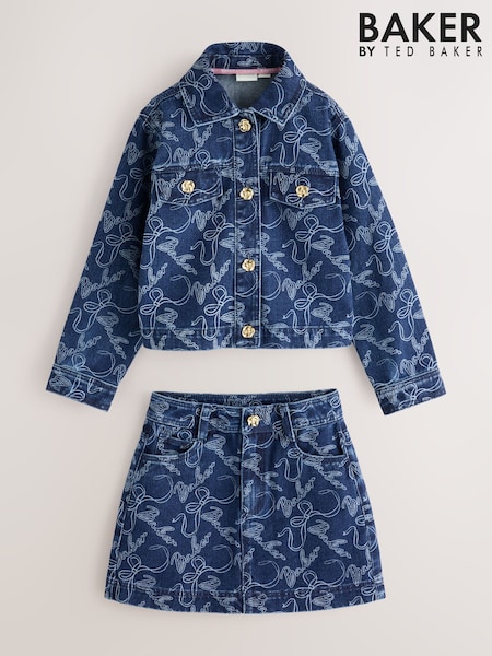 牛仔布 - Baker By Ted Baker Monogram Bow Denim Jacket & Skirt Co-ord