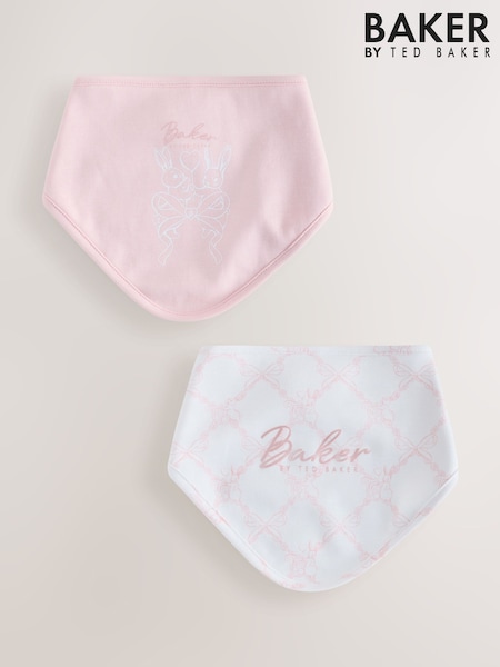 White/Pink - Baker By Ted Baker 2 Pack Printed Bibs