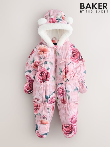 Print - Baker By Ted Baker Shower Resistant Floral Printed Padded Snowsuit
