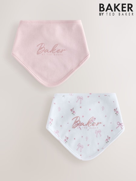Pink/White - Baker By Ted Baker 2 Pack Printed Bibs