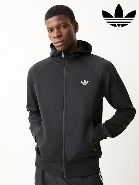Чорний - Regular Adidas Originals Trefoil Essentials Spacer Fullzip Hoodie
