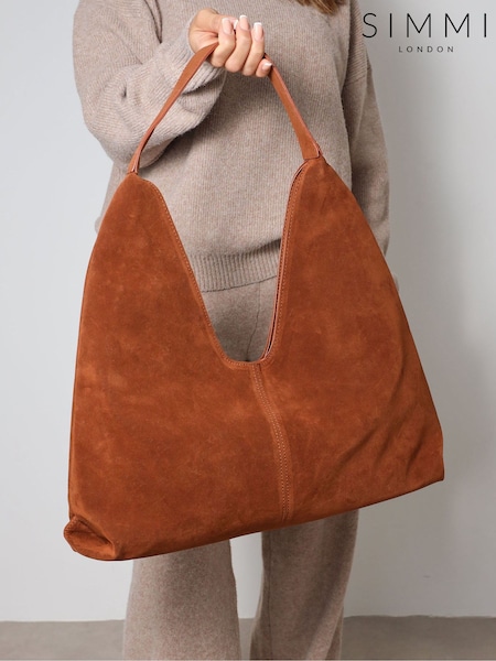 Simmi London Brown Isla Large Faux Suede Shoulder Bag (V36920) | €42