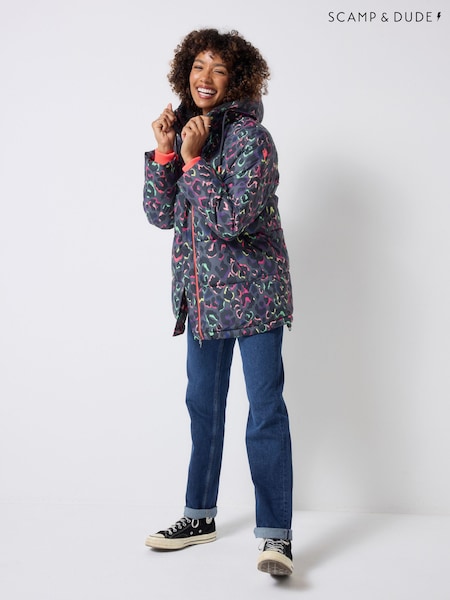 SCAMP & DUDE Shadow Leopard & Lightning Bolt Longer Length Puffer Coat (V36952) | 257 €
