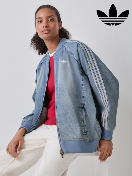 Black Denim - Adidas Originals Superstar Track Oversized Full-zip Track Jacket
