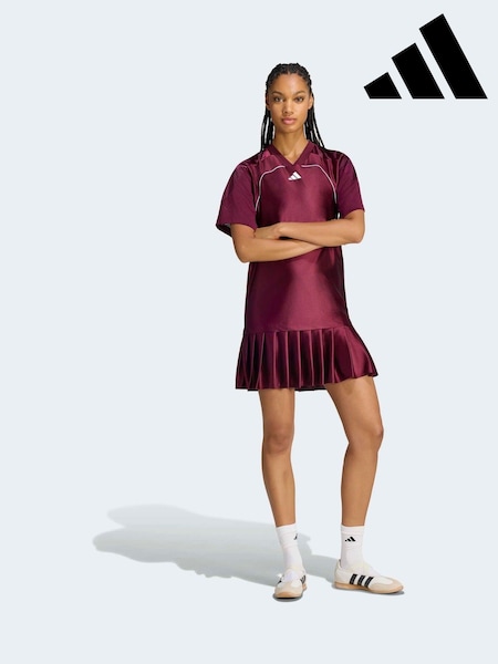 אדום סגול כהה - Adidas Stadium Pleat T-shirt Dress