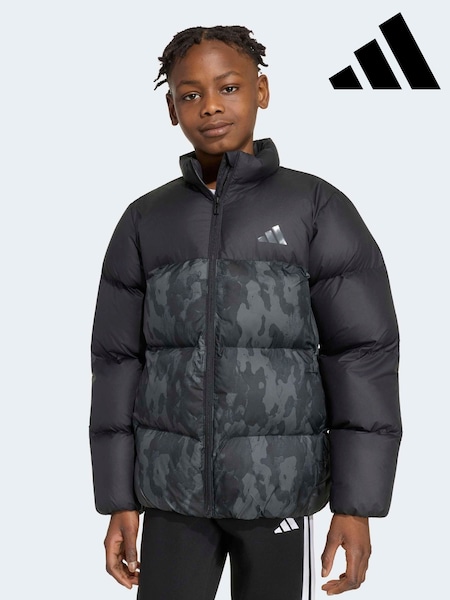črna - Adidas Synthetic Down Camo Print Jacket