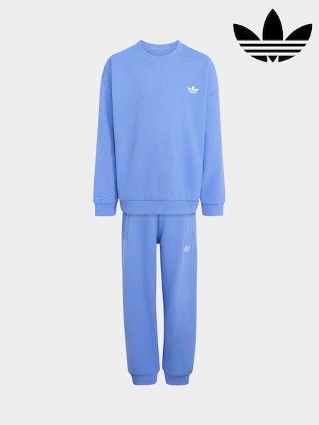 Blue - Adidas Originals Waffle Joggers And Long Sleeve T-shirt Set