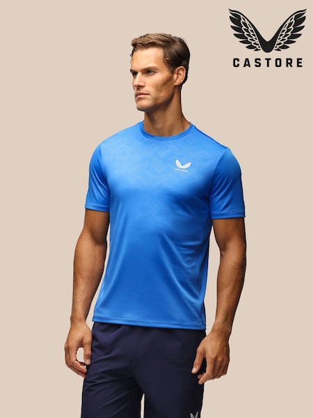 Blå - Regular Castore Aop Adapt Short Sleeve Poly T-shirt