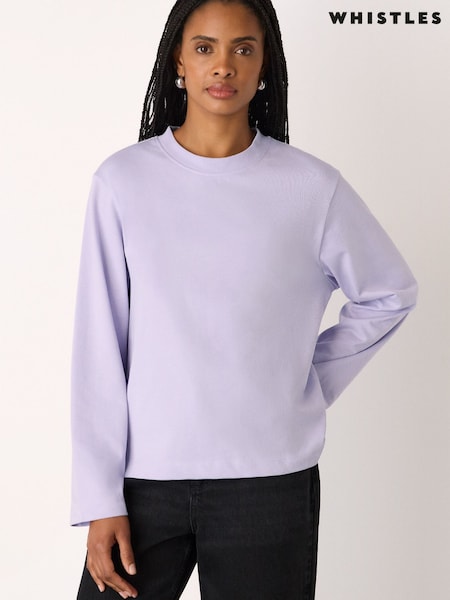 Whistles Purple Cotton Long Sleeve T-Shirt (V39266) | OMR34